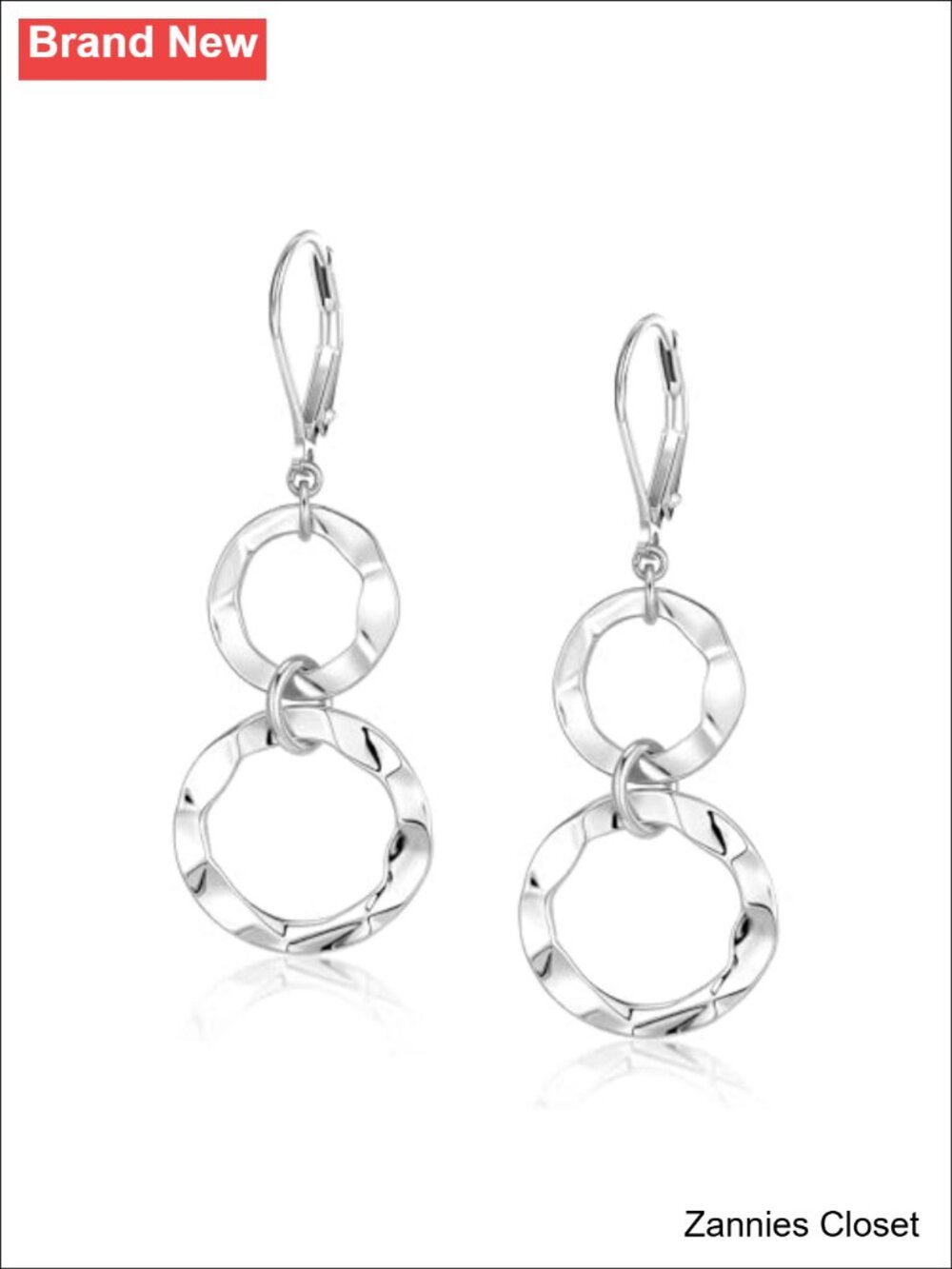 ✨ Hammered Double Circle Leverback Dangle Earrings